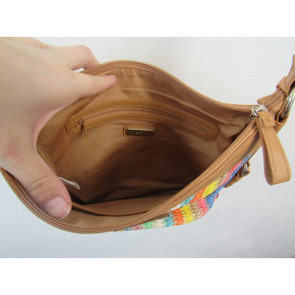 Rosetti Venice Straw Mid Crossbody Bag Multi Color Blue Pink Yellow Purple - Picture 3 of 4